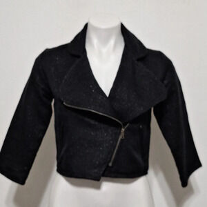 Wren Black Streetwear Moto Witchy Biker Metallic Cropped Jacket Size S